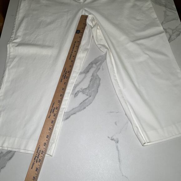 Talbots Classic Fit Straight Crop Leg Cotton White Pants 18W High Rise Stretch - Picture 6 of 9